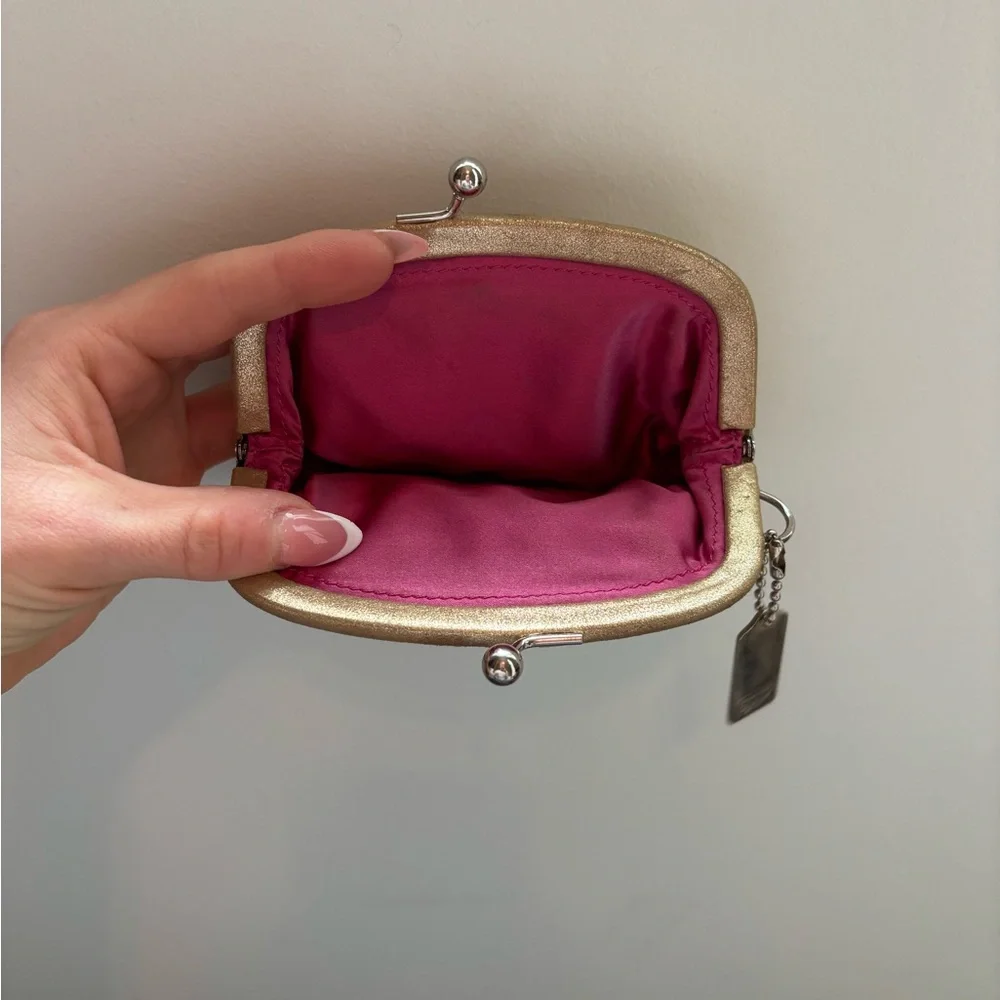 Coach Gold Coin Purse silk and suede - Picture 3 of 4